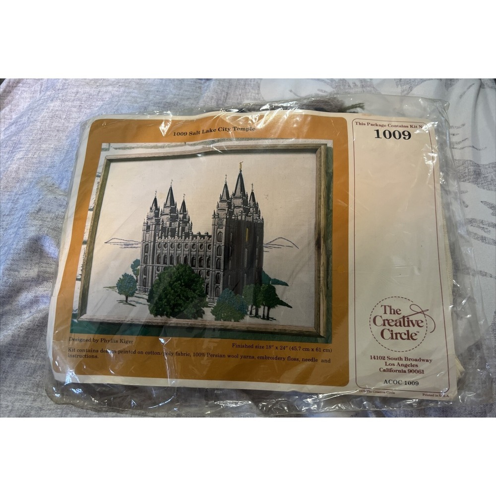 Creative Circle Needle Work Kit # 314 Salt Lake City Temple 18 X 24 Vintage‎ NOS